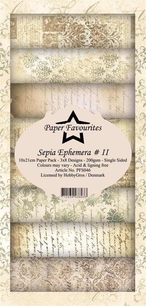 Paper Favourites Slimcard Sepia ephemera # II 3x8design 10x21cm 200g